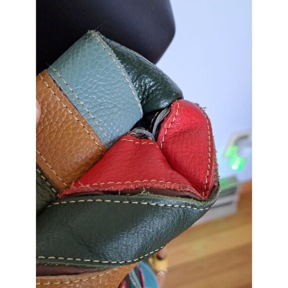 Chaos Multicolor Patchwork Leather Shoulder Bag Tassel Detail Festival Boho - Picture 2 of 12